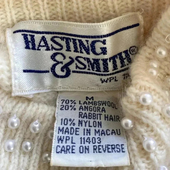 Hastings & Smith  NWT Cream Lambswool & Angora Blend Sweater soft size medium - Picture 5 of 10